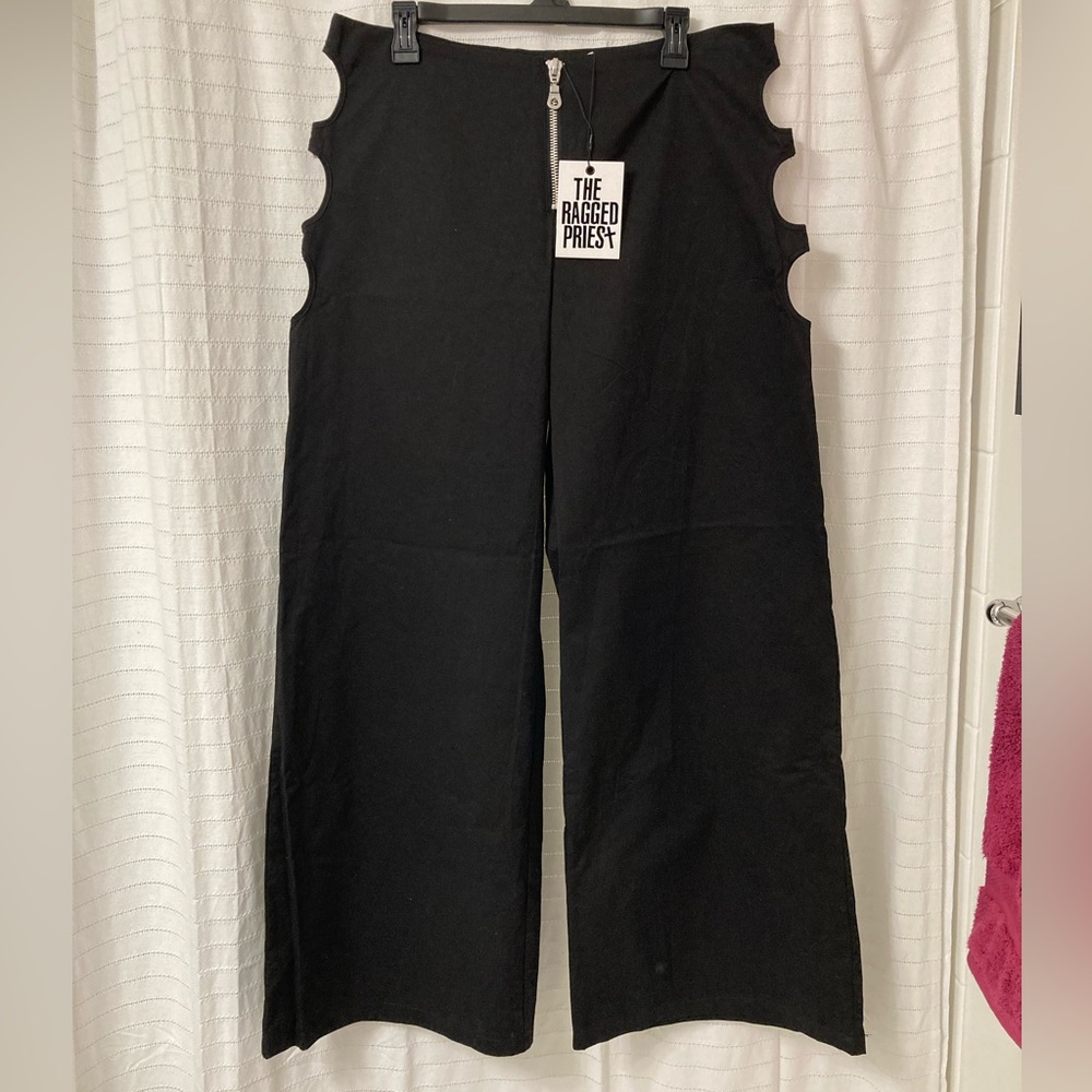 NWT. The Ragged Priest Black Wide Leg Pants with side cutouts!!